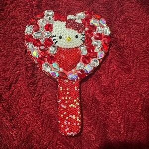 Red and White Heart Shaped Kitty Decorative Mirror